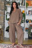 Bibi Gingham Frill Neck Shirt Naturals